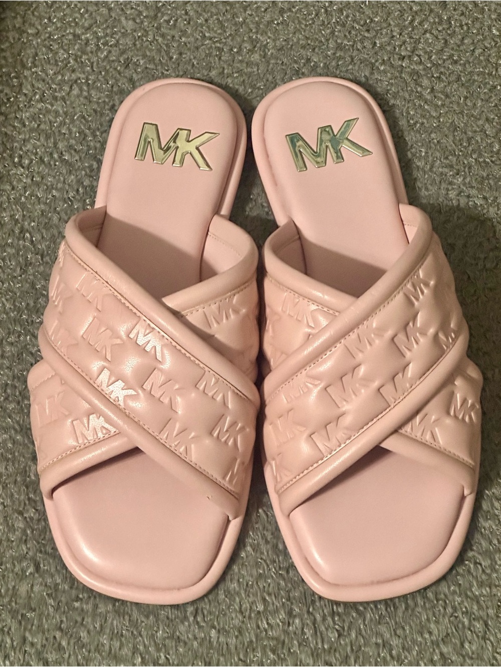 Michael Kors Gideon Crisscross logo slide sandals